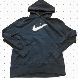 Vintage Nike Dark Navy Pullover Hoodie with White Swoosh